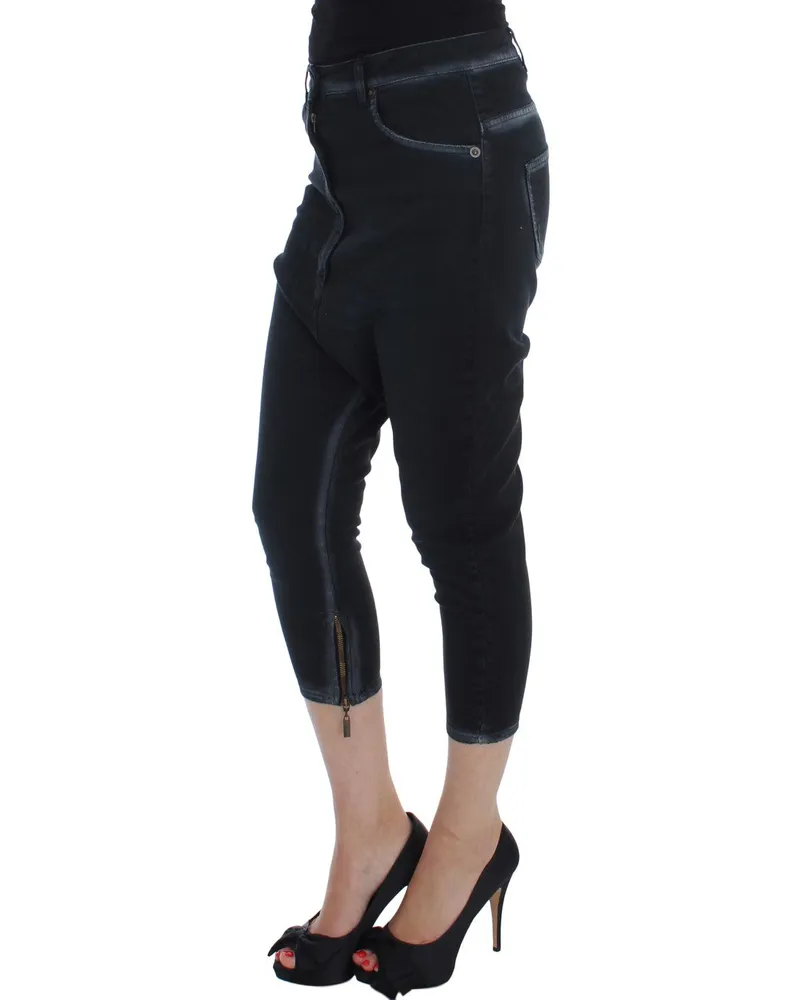 Roberto Cavalli Women's Blue Cotton Stretch Baggy Relax Jeans Clothing Blue