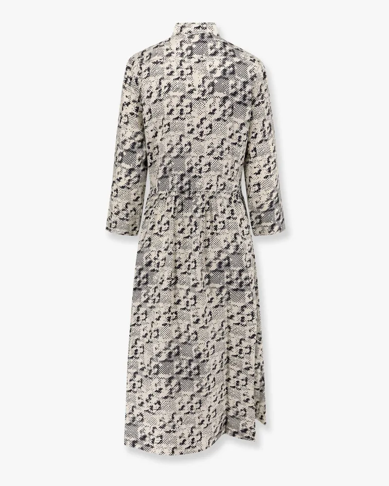 Tory Burch Women's Silk Dress Grey With Pixelated Logo Gray