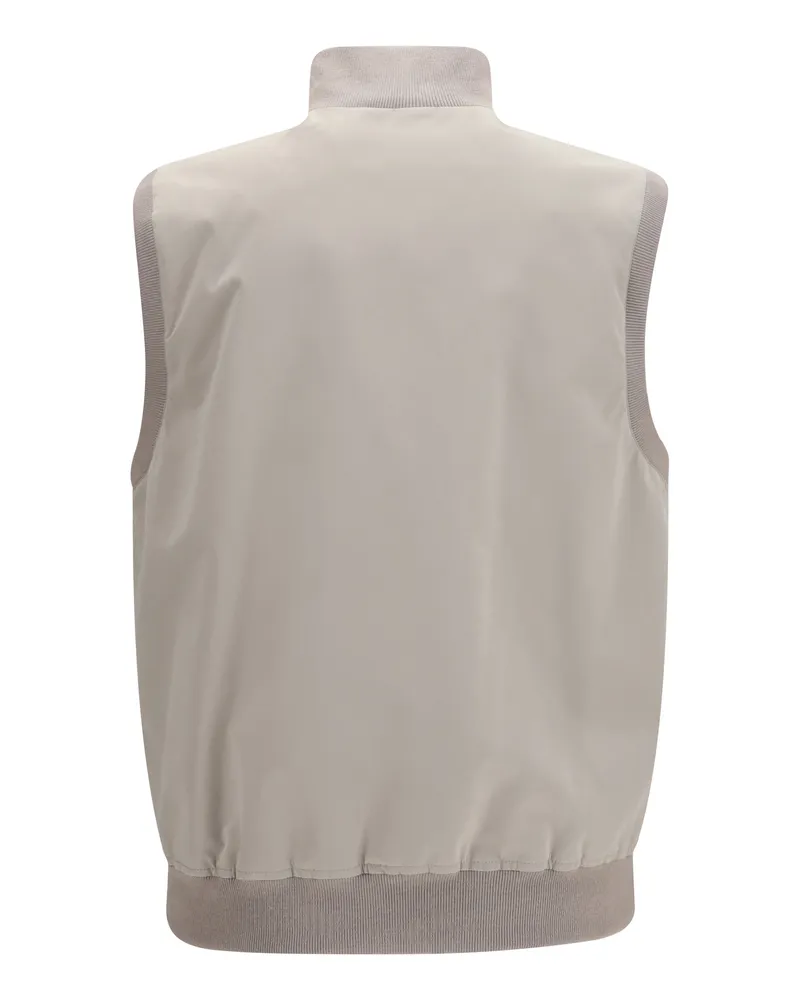 Brunello Cucinelli Men's Sleeveless Vest Jacket Brown Freddo+panama Polyester; Polyamide Brown