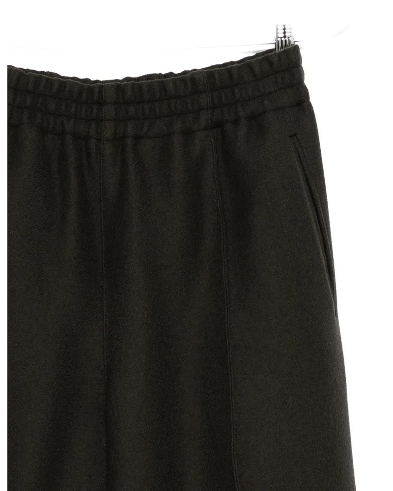 AMI Paris Wool Wide-Leg Trousers — Black Black