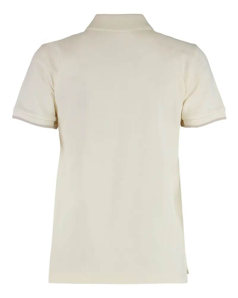 Moncler Women's Pique Cotton Polo With Logo White Tops White