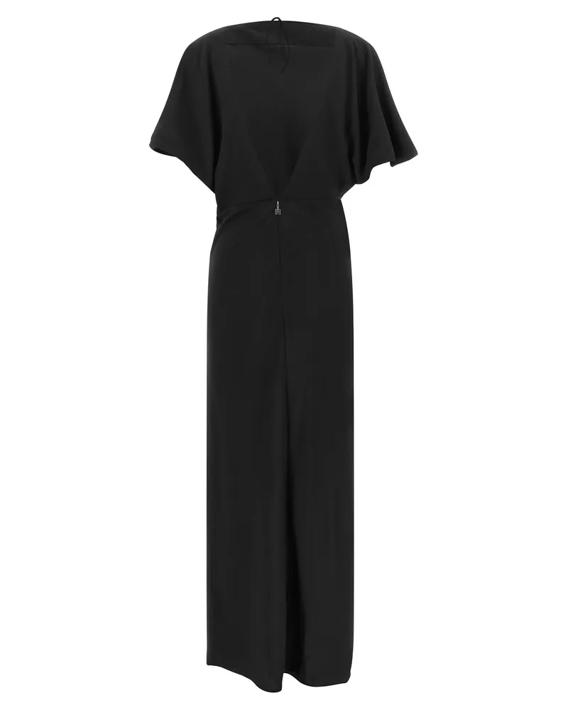 ROTATE Birger Christensen Draped Crêpe Dress — Black Black