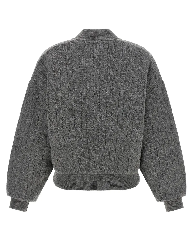 Ralph Lauren Braided Knit Bomber Jacket — Gray Gray