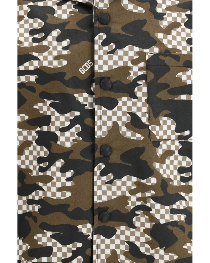GCDS Logo Checked Camouflage Shirt — Brown Brown