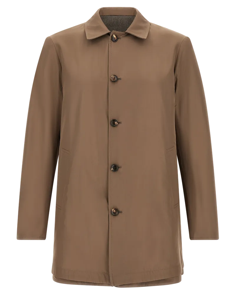 Pal Zileri Men's Brown Wool Coat Clothing Brown