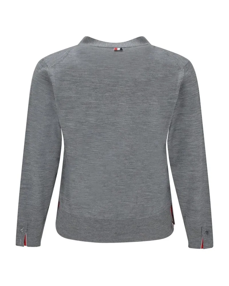 Thom Browne Men's Gray Virgin Wool Cardigan Clothing Gray
