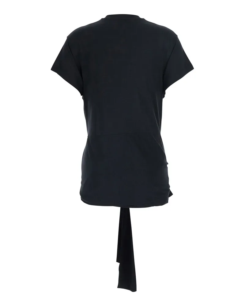 Totême Lyocell-Cotton Blend with Tied Waist T-Shirt — Black Black