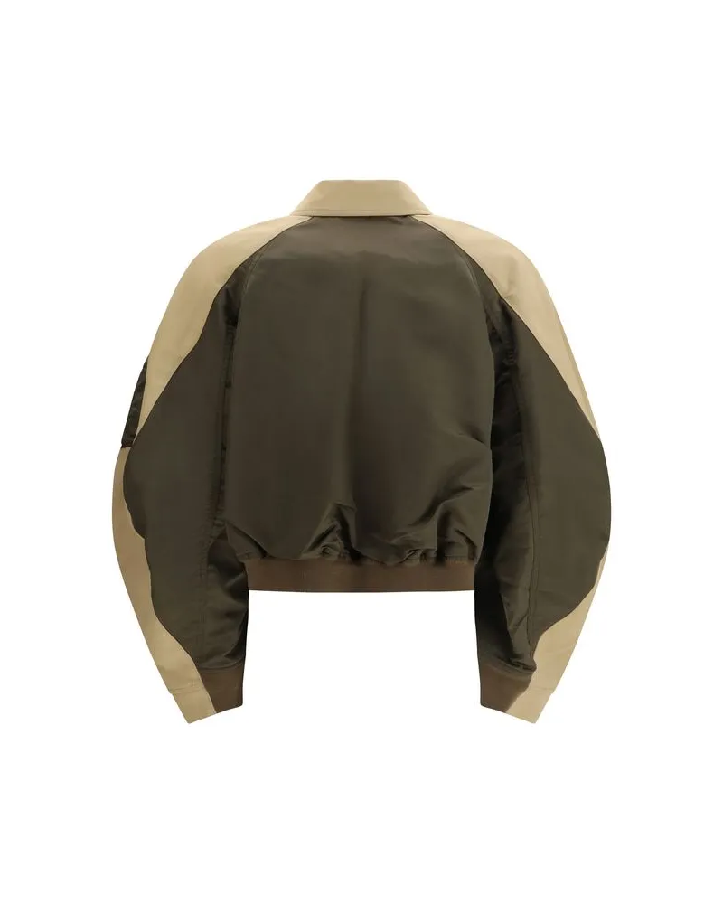 Sacai Women's Bicolor Cotton Bomber Clothing Beige