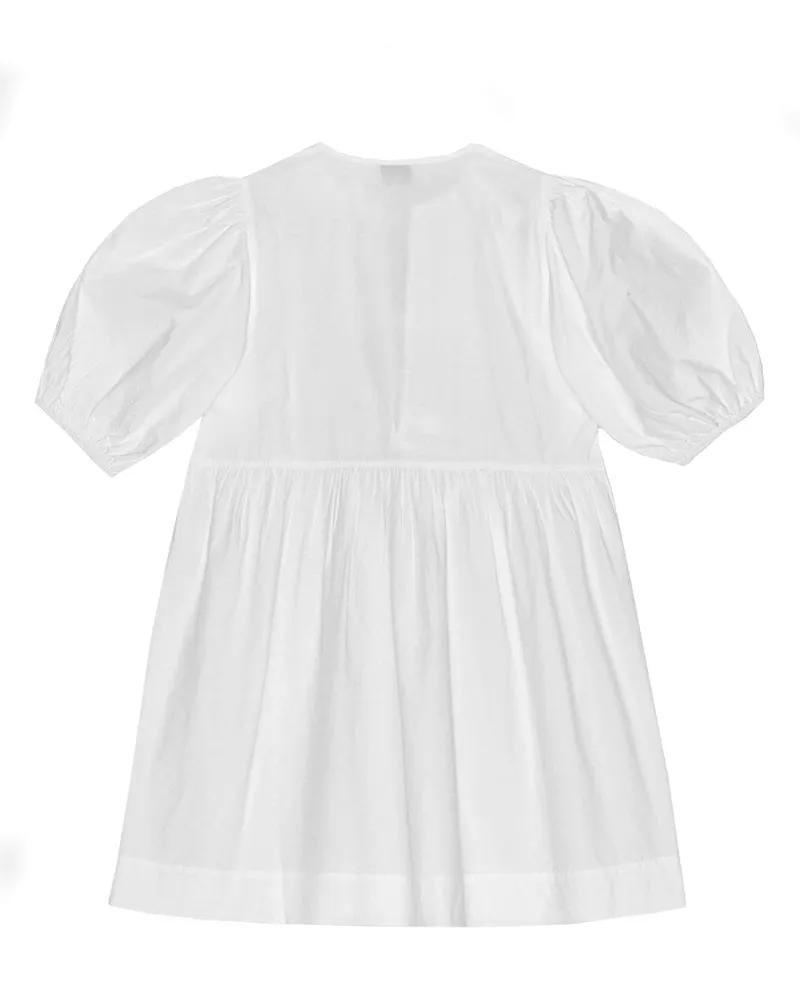 Ganni Poplin Mini Dress — White White