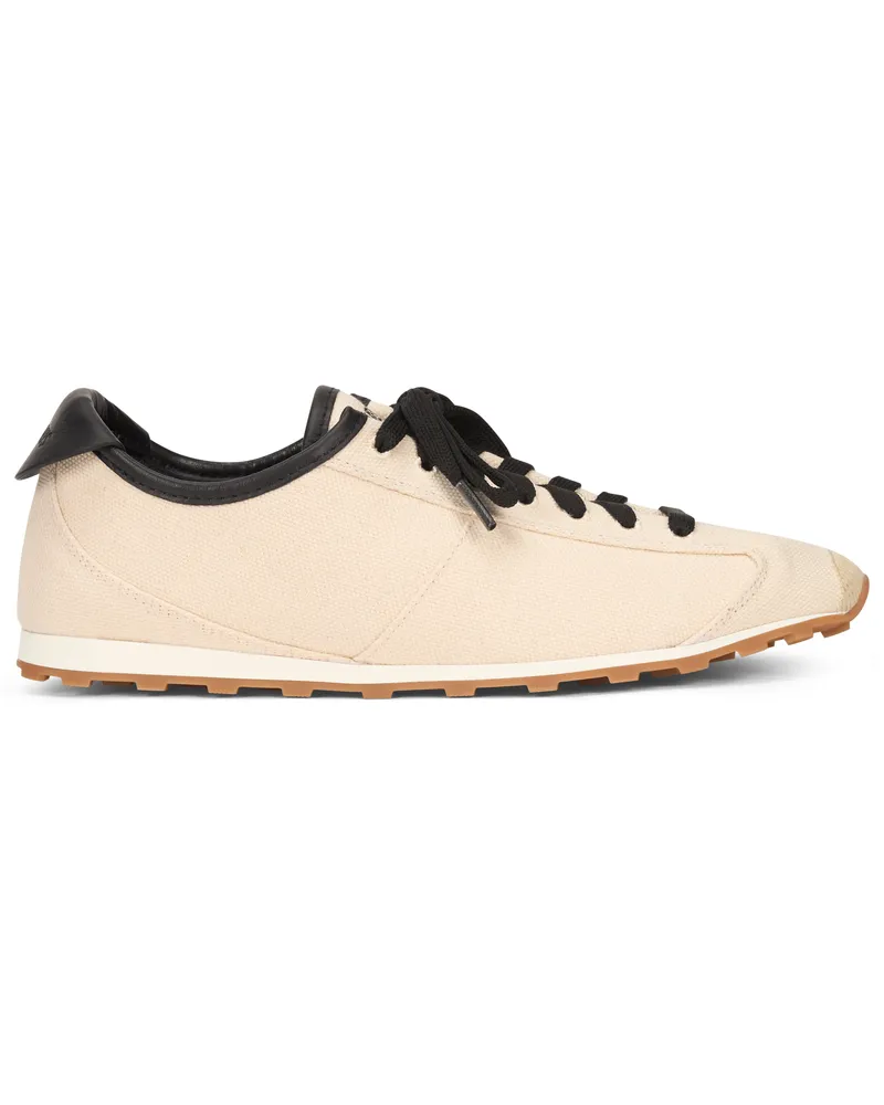 Jacquemus Men's Sneakers The Tennis Cream Canvas Lambleather Trainers Beige
