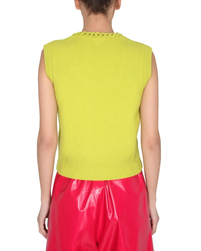Bottega Veneta Crochet Chain Wool Vest — Green Green