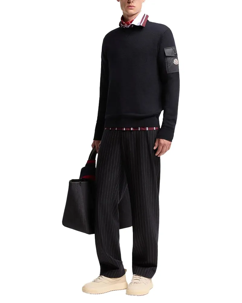 Moncler Virgin Wool Crew Neck Sweater — Navy Navy