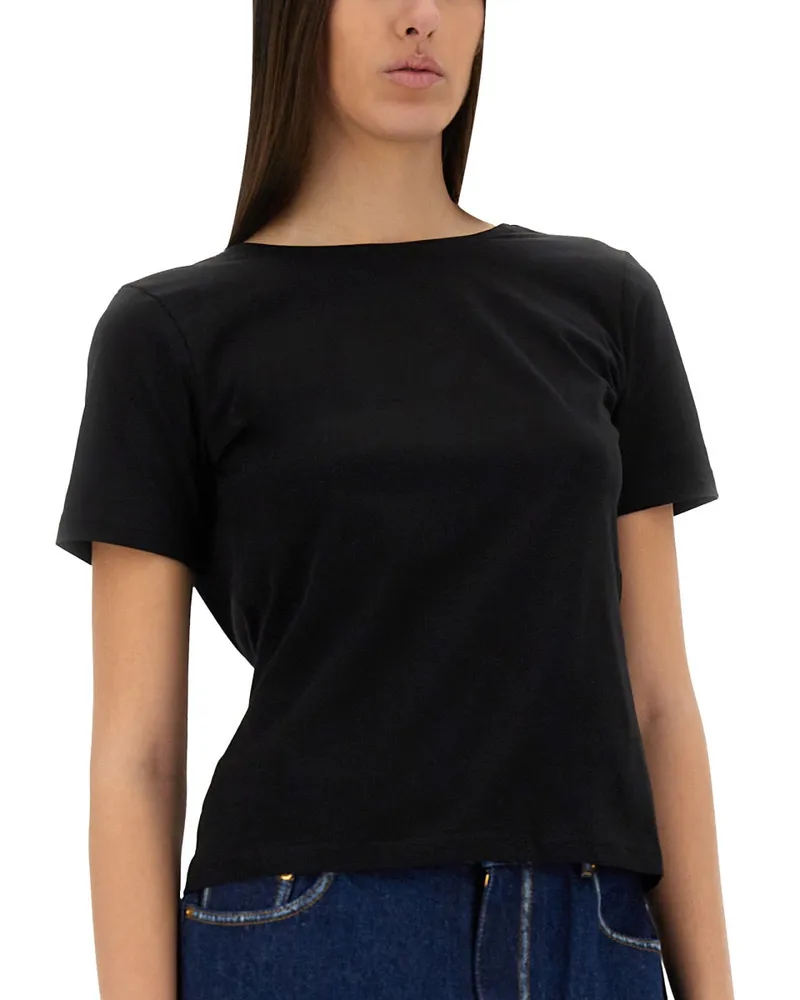 Nina Ricci Cotton Back Neckline T-Shirt — Black Black