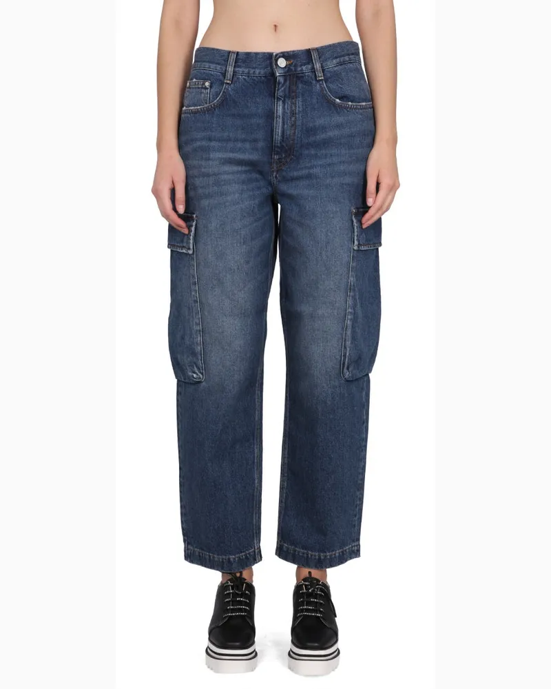 Stella McCartney Button-Closure Cargo Cargo Jeans — Blue Blue