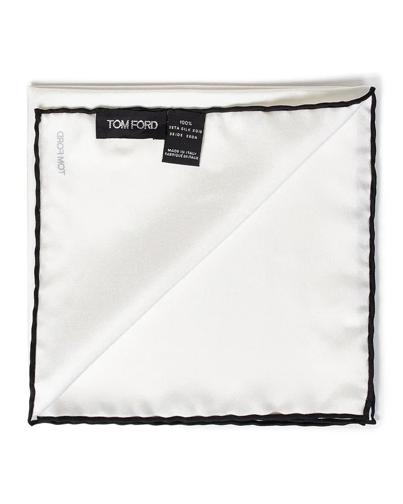 Tom Ford Men's Pocket Square White Silk Scarf Scarfs White