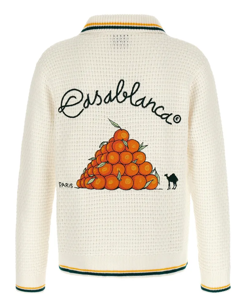 Casablanca Paris Textured Cotton Cardigan — White White