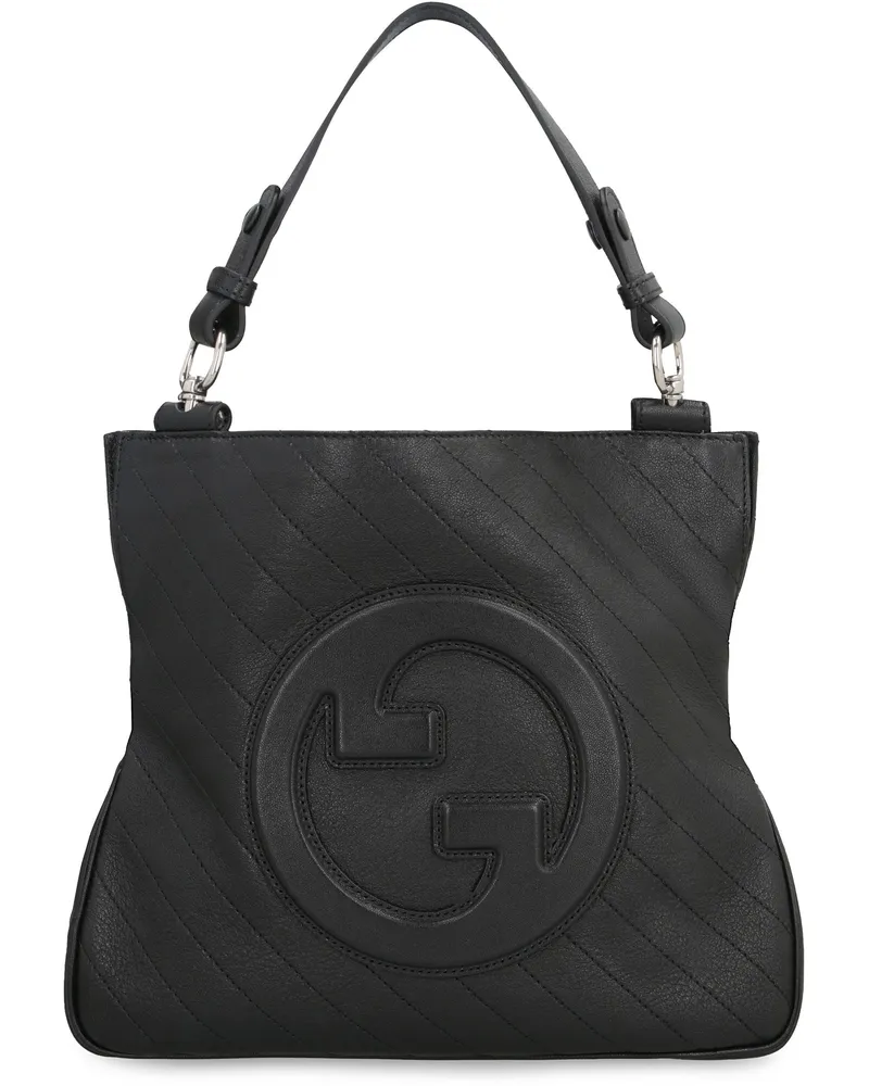 Gucci Women's Blondie Leather Tote Black Lamb Bags Black