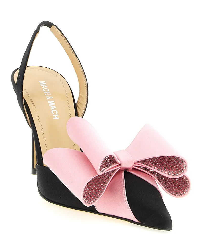 Mach & Mach Satin Bow-Detail Slingback Pump — Black Black