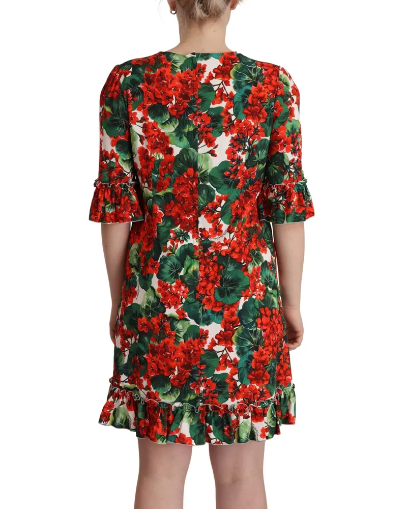 Dolce & Gabbana Red Floral Rayon Dress — White White