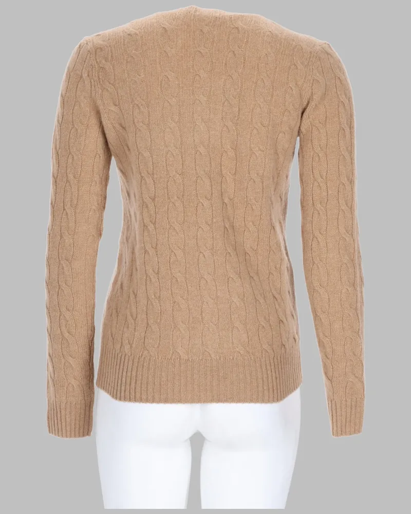 Ralph Lauren Women's Jumper Julianna Wool And Cashmere Brown Jumpers Sweater Beige