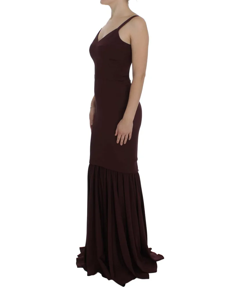 Dolce & Gabbana Women Bordeaux Stretch Full Length Sheath Dress Burgundy