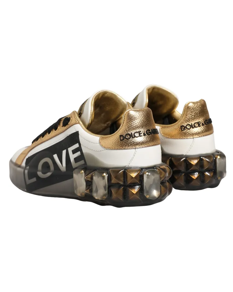 Dolce & Gabbana Women's Multicolor Crystal Studdedlove Sneakers Shoes Calf Leather Multicolor