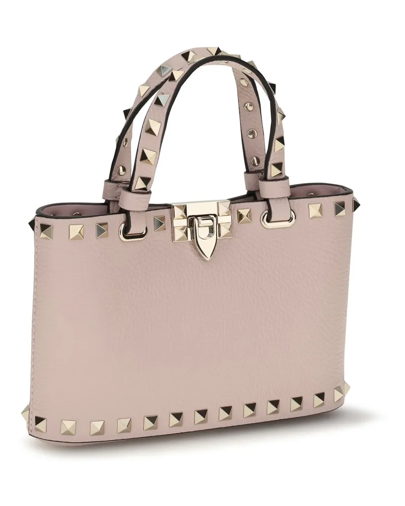 Valentino Garavani Women's Mini Handbag Rockstud Shopping Rose Quartz Calf Leather Handbags Hand Bags Pink
