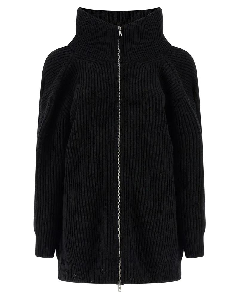 Maison Margiela Ribbed Wool Knit Cardigan — Black Black