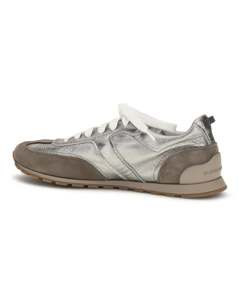 Brunello Cucinelli Women's Sneakers Suede Titanium Trainers Gray