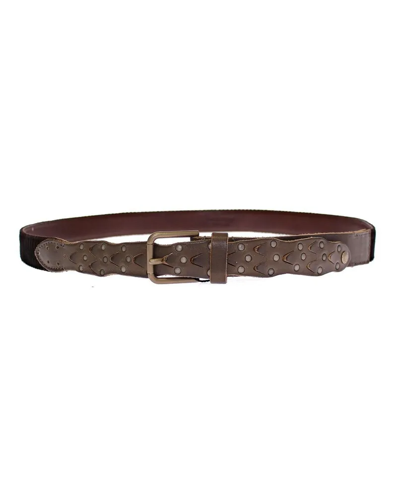 Dolce & Gabbana Men's Leather & Cotton Belt Brown Brown