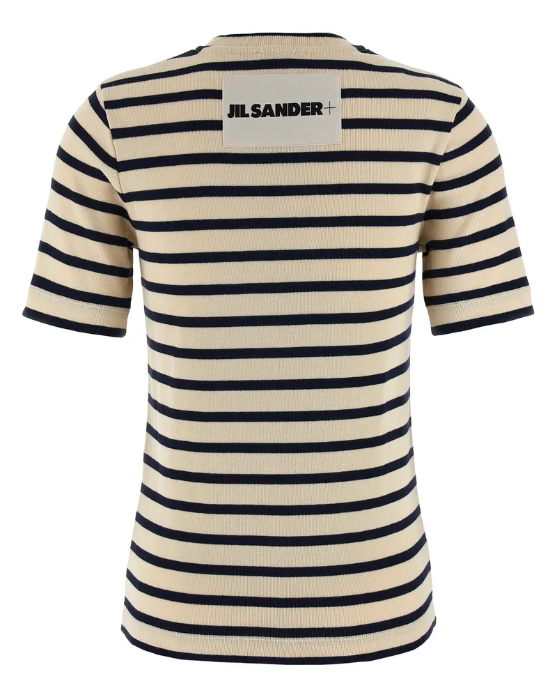 Jil Sander Striped Cotton Jersey T-shirt — Cream Cream