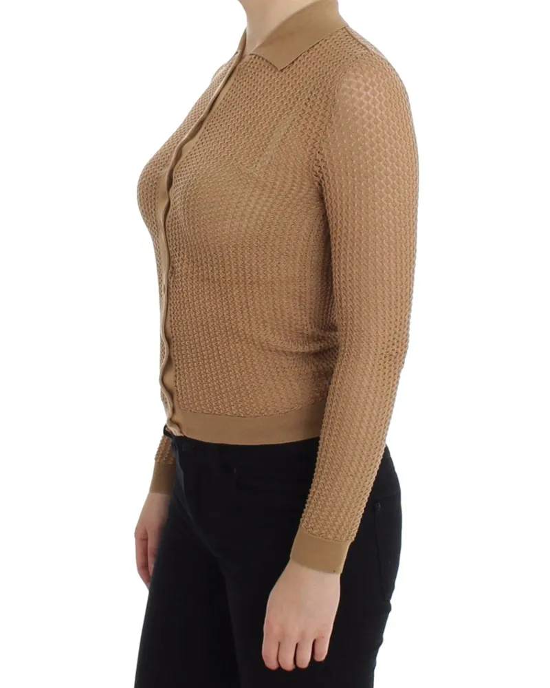 Dolce & Gabbana Women's Knitted Cotton Polo Cardigan Beige Beige