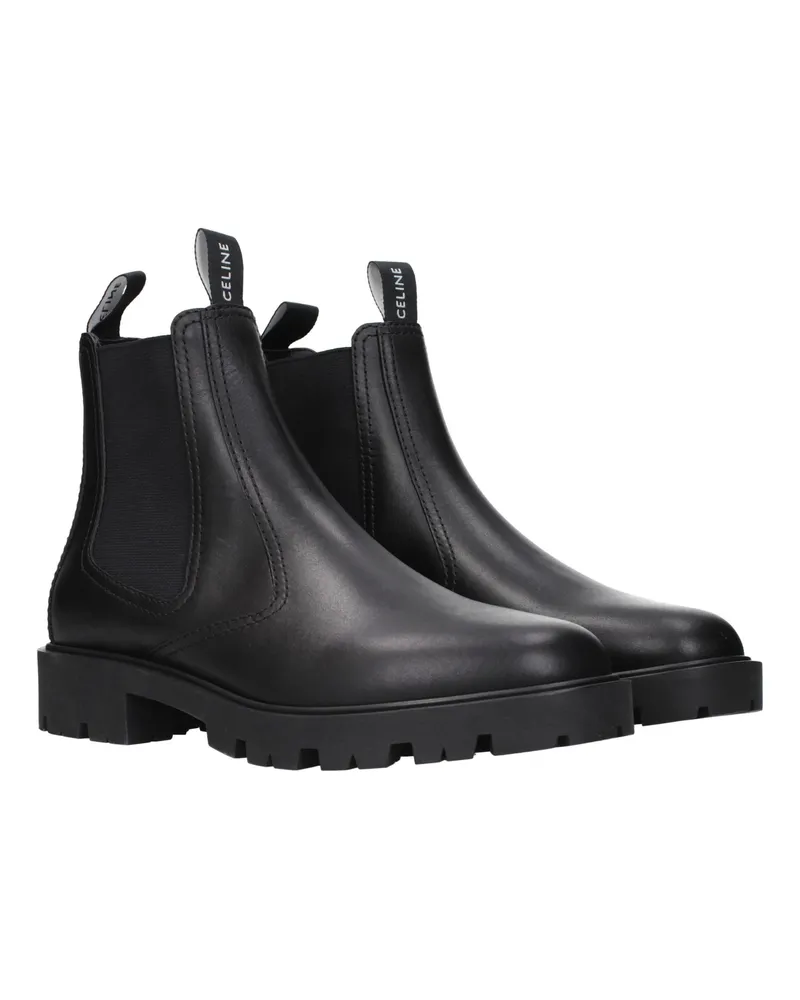 Celine Leather Ankle Boot — Black Black