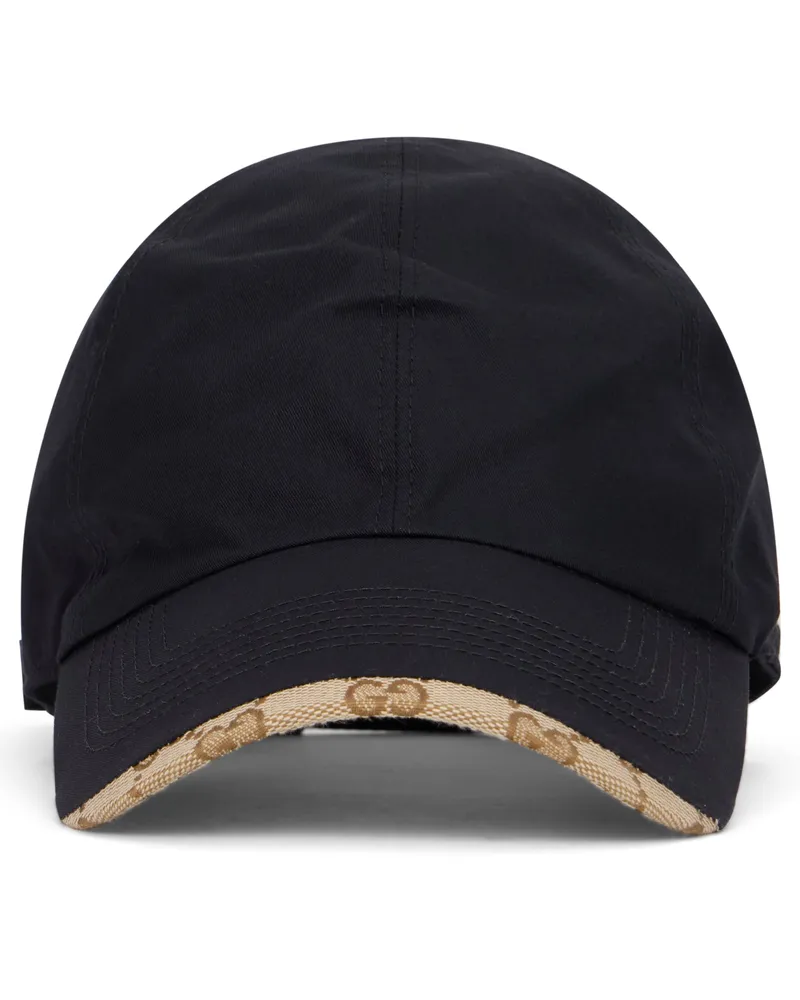 Gucci Men's Cotton Canvas Cap Black-Beige Hat Black/beige Black