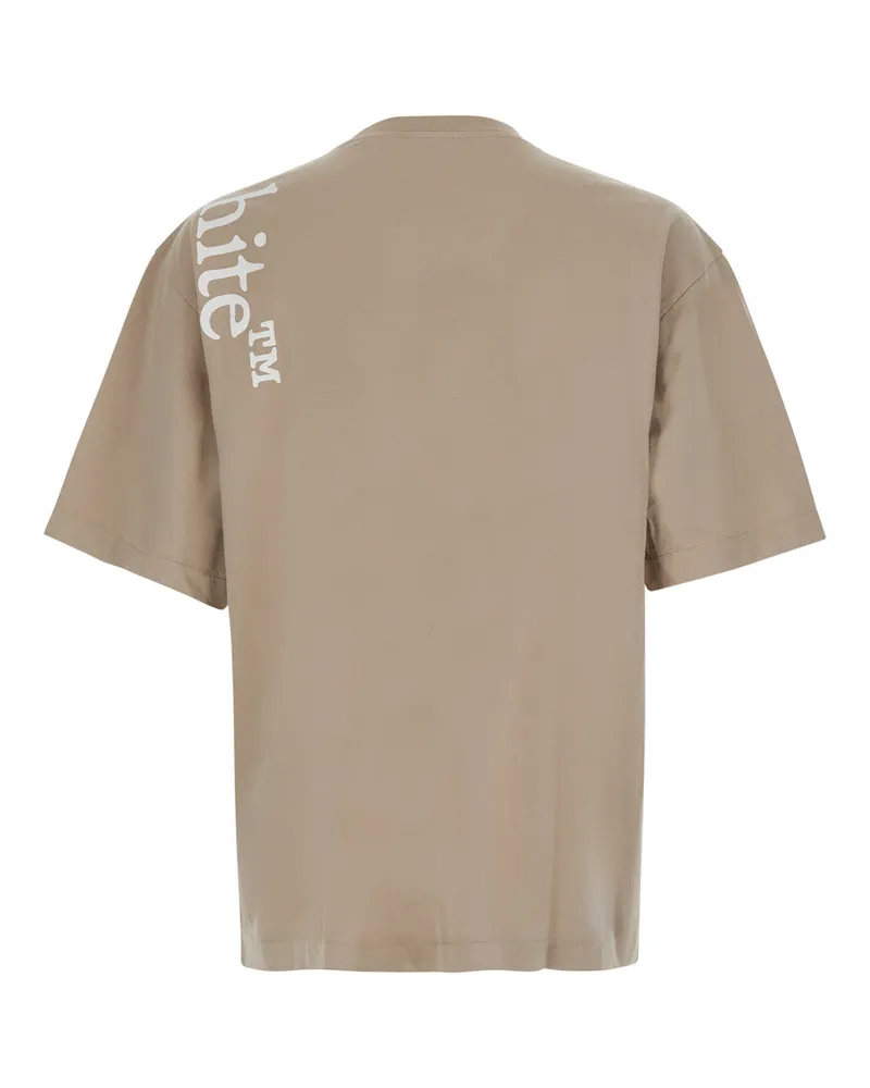 OFF-WHITE Vertical Bookish Logo T-Shirt — Beige Beige