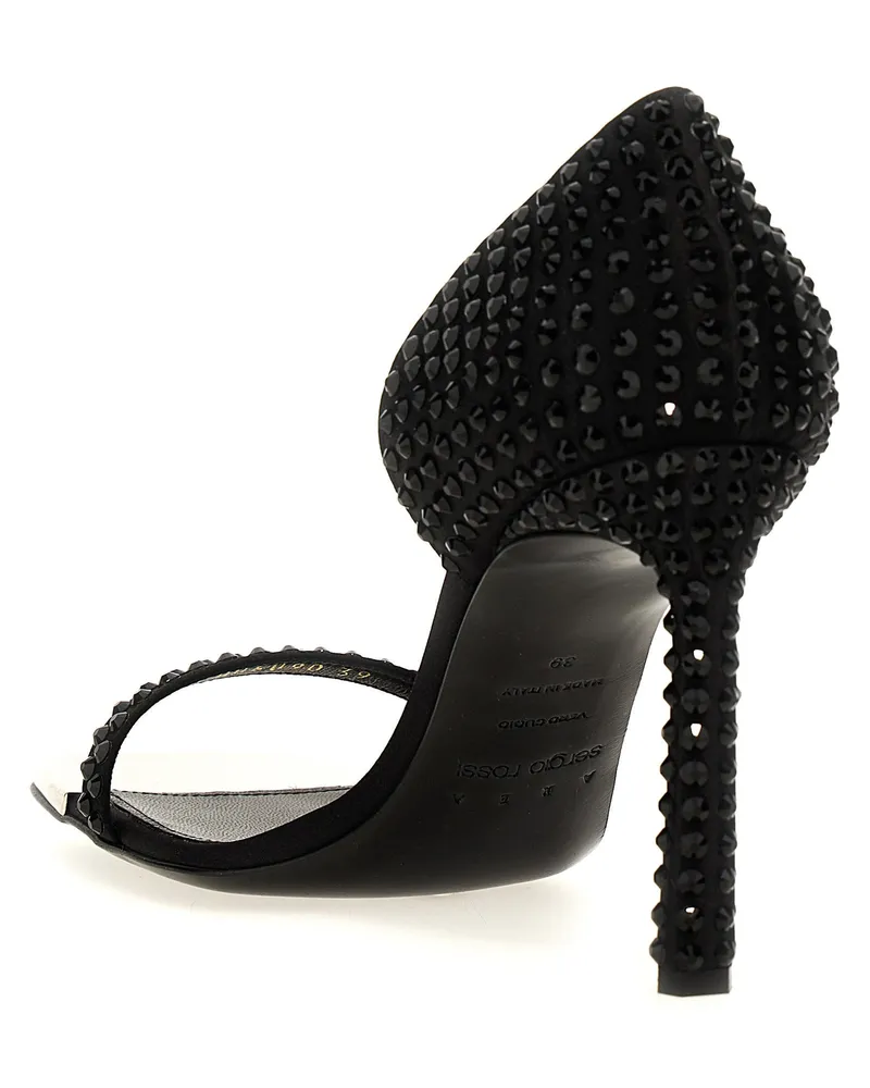 Sergio Rossi Rhinestone-Embellished Sandal Heel — Black Black
