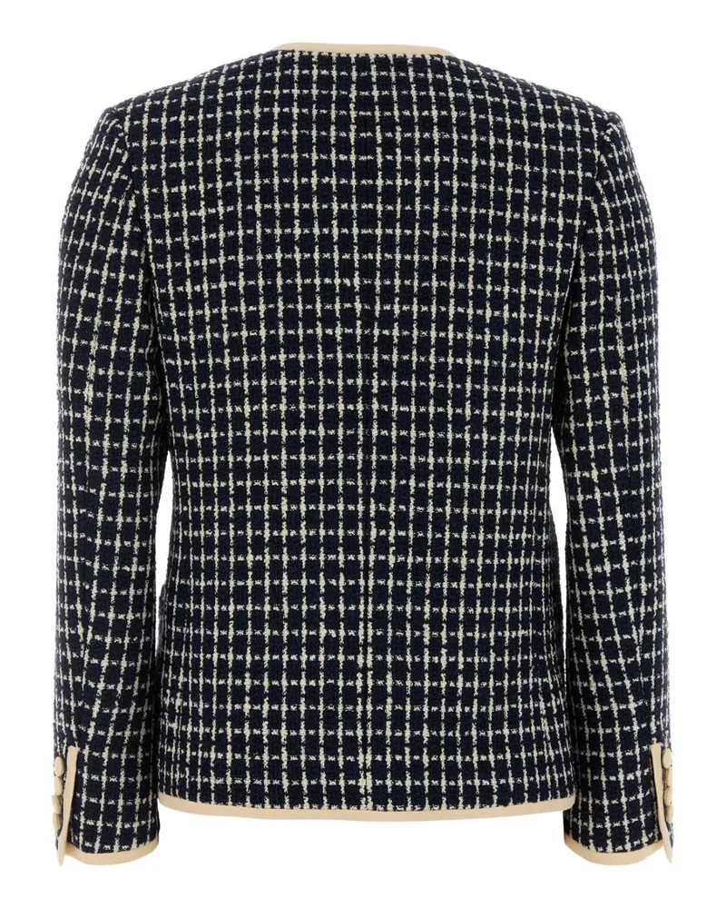 Valentino Garavani Women's Tweed With Contrast Trim Blazer Black Virgin Wool Cotton Blazers Black