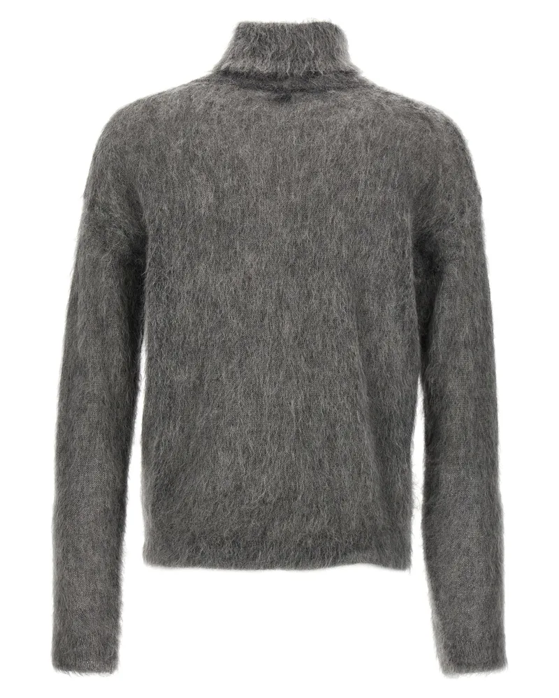 Saint Laurent Mohair Blend Turtleneck Sweater — Gray Gray