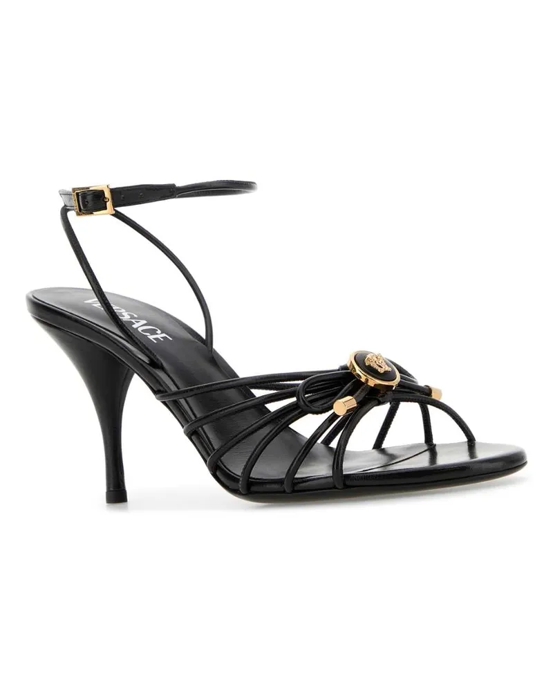 Versace Women's Black Nappa Leather Sandals Blackgold Sandali Black
