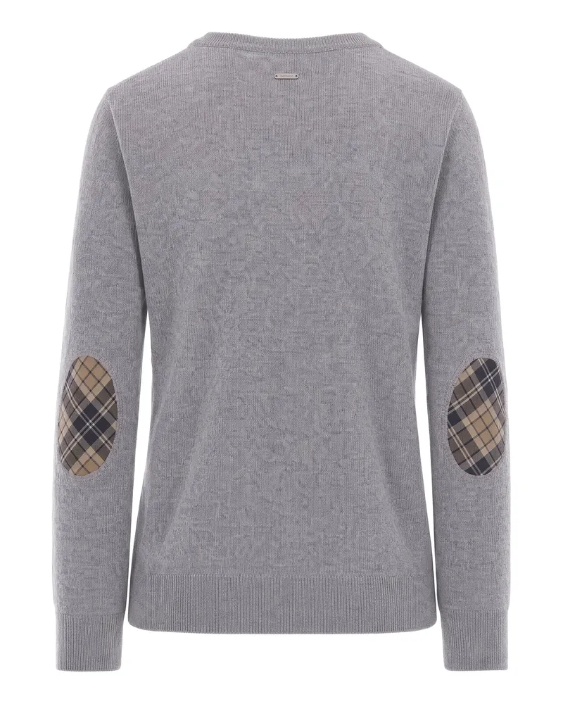 Barbour Tartan-Trim Wool Cardigan — Gray Gray