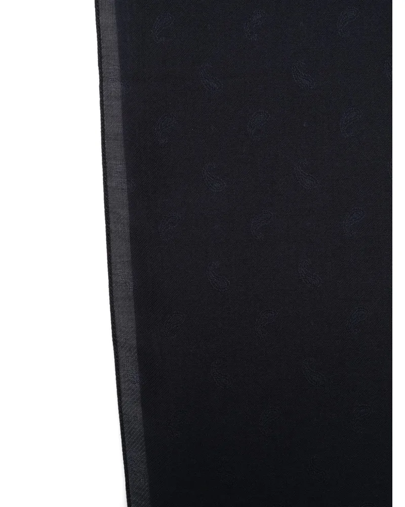 Emporio Armani Cotton Blend Scarf — Navy Black