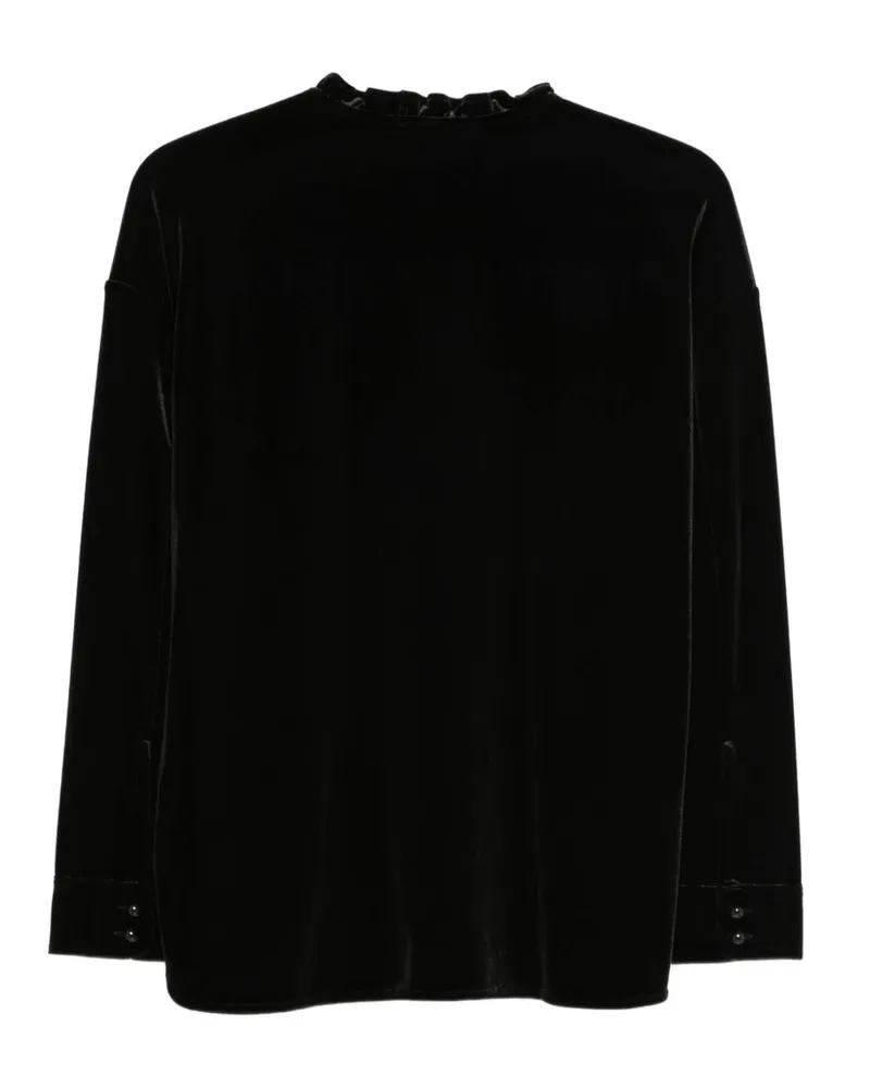 Emporio Armani Chenille with Ruffled Trim Sweater — Black Black