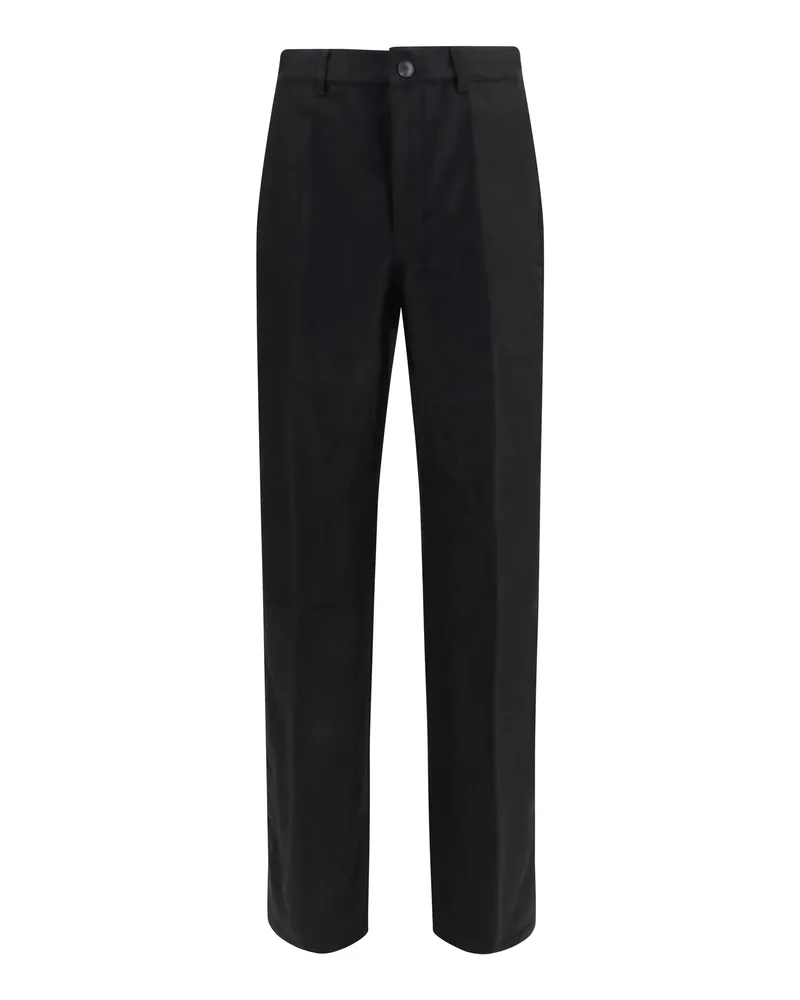 Rick Owens Men's Work Pants Ramie And Cotton Black Trousers Black