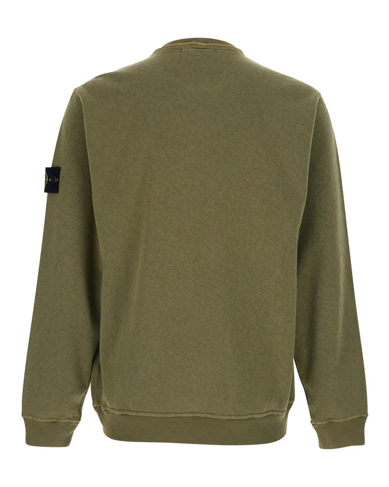 Stone Island Men's Crewneck Sweatshirt Green Cotton Sweatshirts Sweater Green