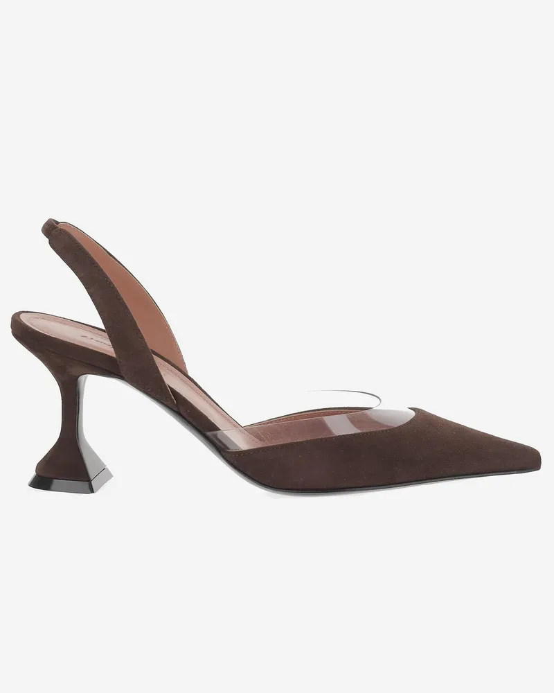 Amina Muaddi Lara Slingback Heel — Brown Brown