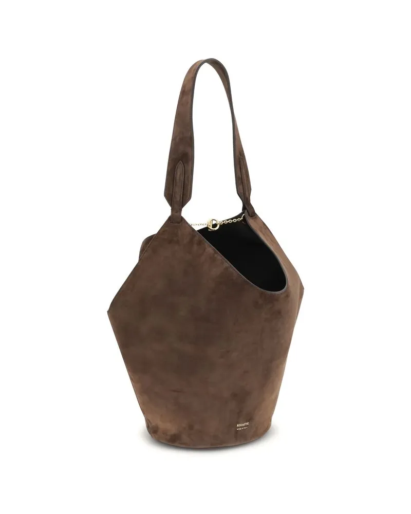 KHAITE Women's Brown Calf Leather Bos Taurus Shoulder Bag Brown