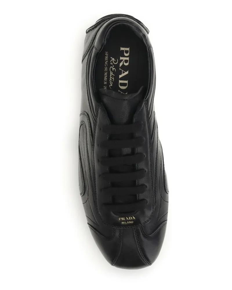 Prada Men's Lace-Up Sneakers Black Leather Upper: Lamb Shoes Flat Black