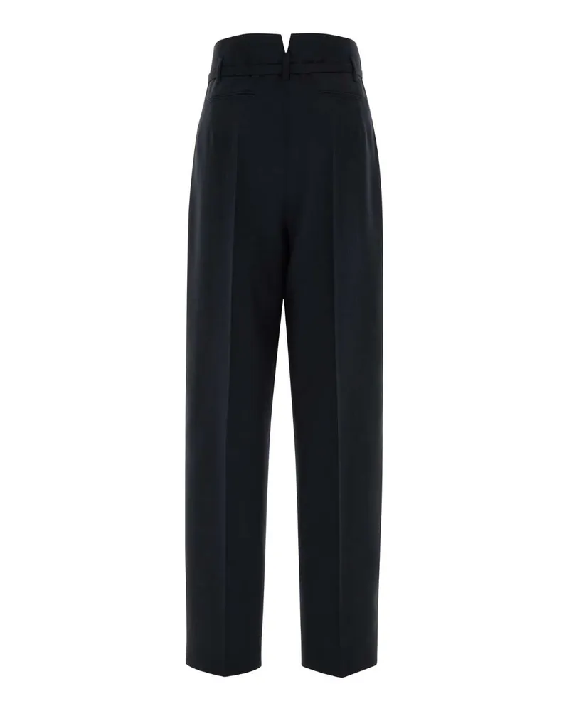 Prada Women's Midnight Blue Wool Blend Palazzo Pant Bleu Pantaloni Trousers Navy