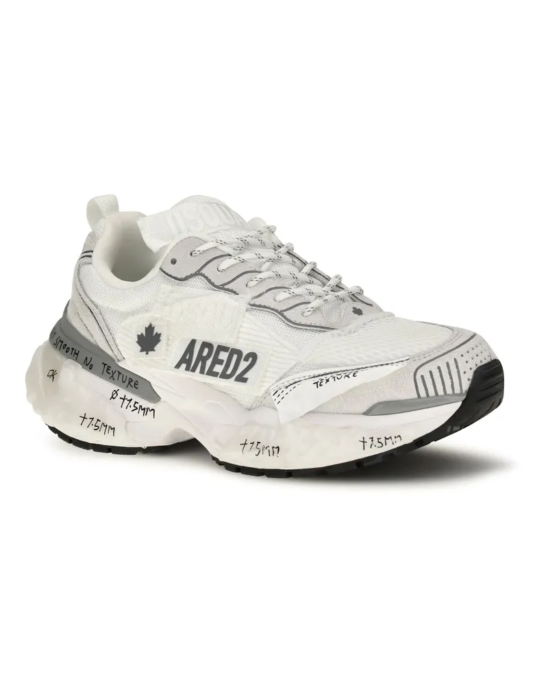 Dsquared2 Men's Faster Sneakers With Patches Bianco Sporco White