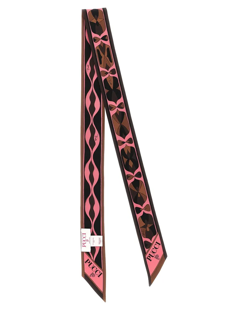 Emilio Pucci Geometric Print Silk Scarf — Coral Coral